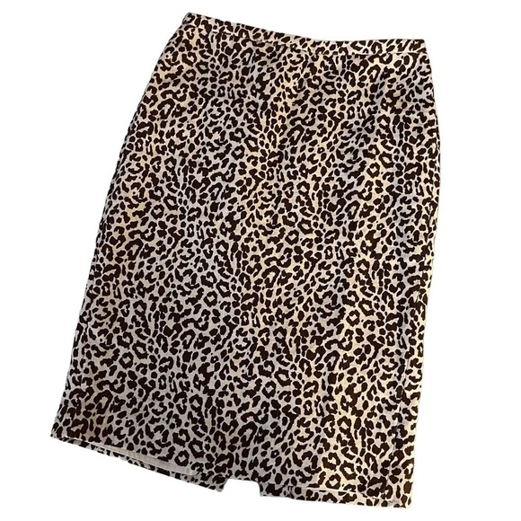 J. Crew Leopard Print Linen No. 2 Pencil Skirt Brown & Cream Sz 2 - Picture 3 of 12